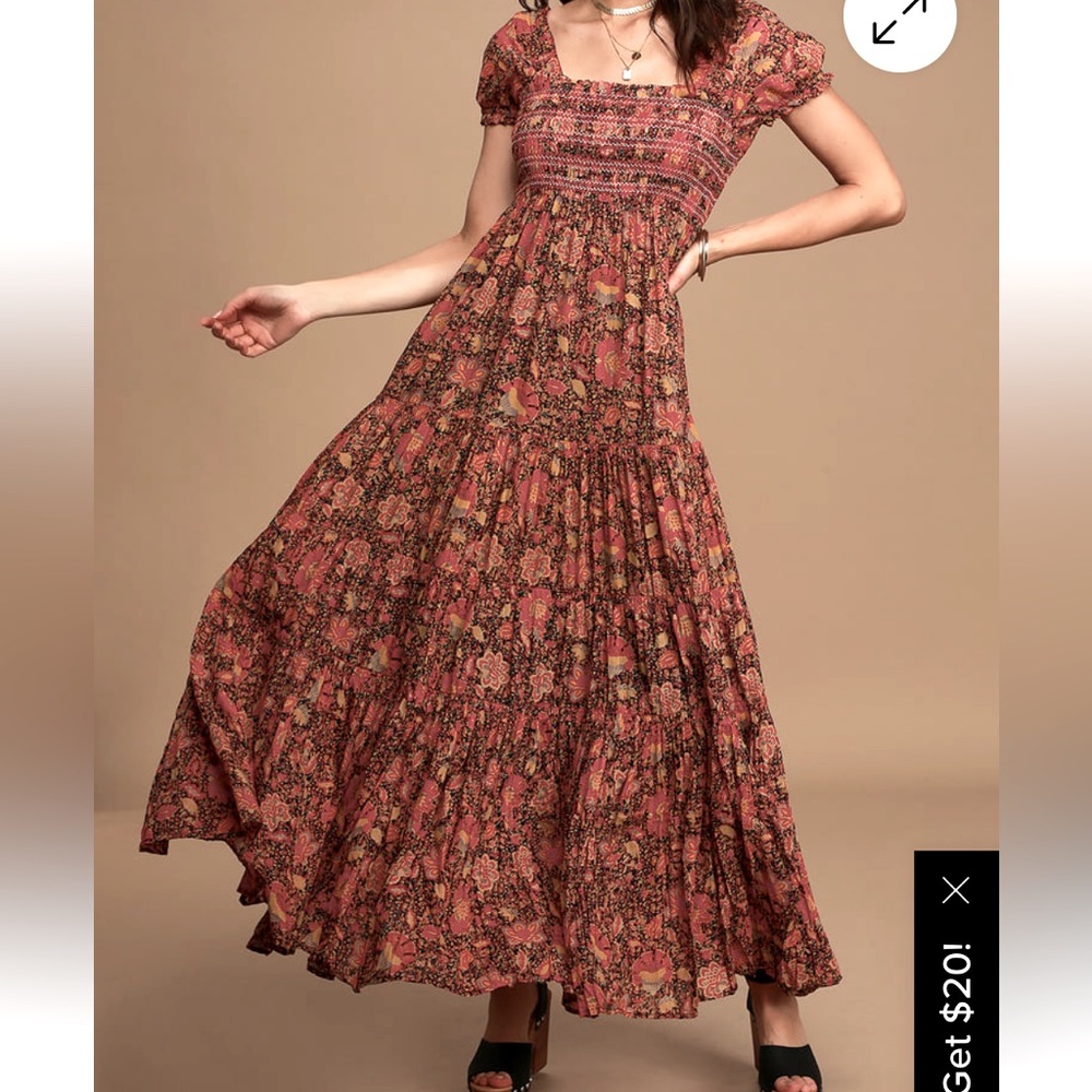 Free People Floral Maxi Dress - Red and Pink